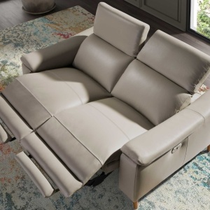 Canapea 2 locuri eleganta, design LUX cu functia relax Cowhide taupe grey - Img 11