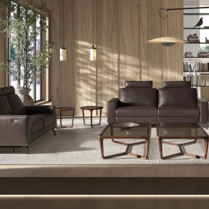 Canapea 2 locuri, functie relax, tapitat cu piele Chocolate Brown - Img 3