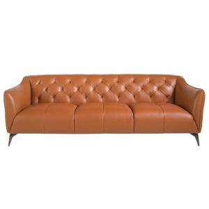 Canapea 3 locuri din piele naturala capitonata Cowhide leather brown - Img 8