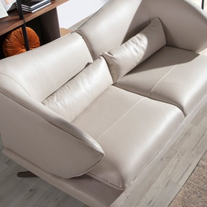 Canapea 3 locuri eleganta cu spatar original Cowhide leather taupe grey - Img 5