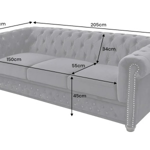 Canapea clasica stil englezesc Chesterfield 3 locuri, catifea neagra - Img 6