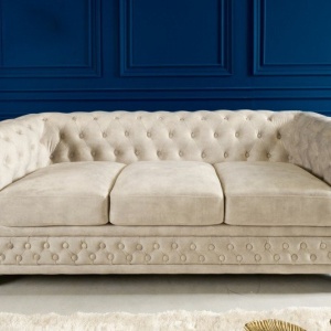 Canapea clasica stil englezesc Chesterfield 3 locuri, sampanie - Img 4