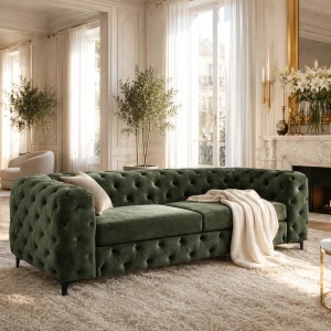 Canapea design Chesterfield, Catifea verde inchis, MODERN BAROCK