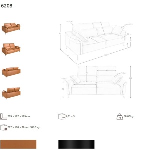 Canapea design LUX 3 locuri Brown Leather - Img 6