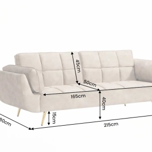 Canapea extensibila BOUTIQUE 215cm catifea champagne beige - Img 6