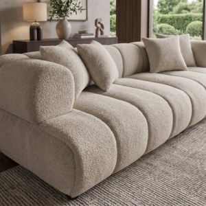 Canapea XXL ADLON 255cm, material boucle champagne greige - Img 6