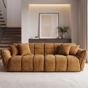 Canapea XXL CLOUD 260cm, catifea Vogue galben mustar