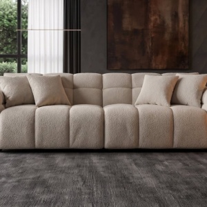 Canapea XXL CLOUD 260cm, material boucle champagne greige - Img 6