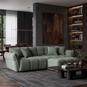Canapea XXL CLOUD 260cm, material boucle verde salvie - Img 7