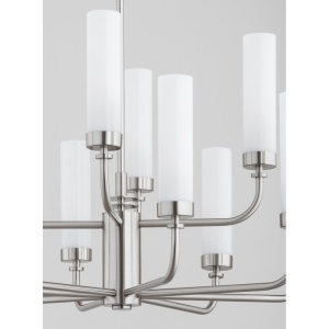 Candelabru 12 brate, otel nickel, sticla alb mat PRESTON 5087 - Img 3