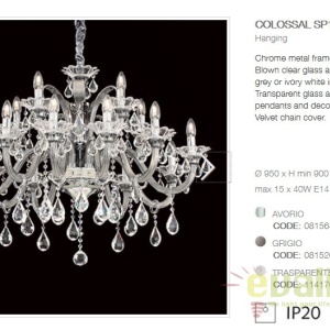 Candelabru 15 brate, diametru 95cm COLOSSAL SP15 TRASPARENTE 114170 - Img 2