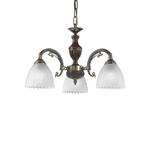 Candelabru 3 brate design italian din alama cu lemn 3510 106068 universul-luminii.ro