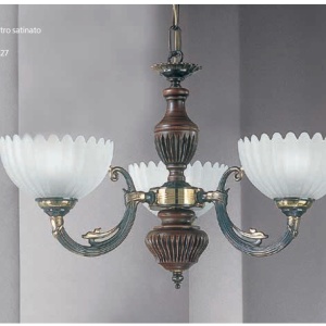 Candelabru 3 brate design italian din alama cu lemn 3610 106188 universul-luminii.ro