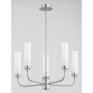 Candelabru 5 brate, otel nickel, sticla alb mat PRESTON 2197 - Img 7