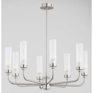 Candelabru 8 brate, otel nickel, sticla canelata PRESTON 5084 - Img 2
