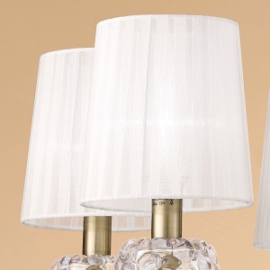 Candelabru clasic cu 5 brate LOEWE antique brass/ abajur alb 219808 universul-luminii.ro