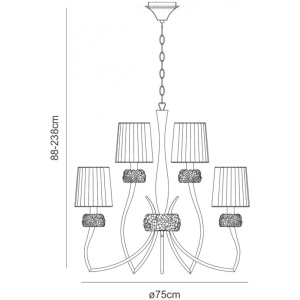 Candelabru clasic cu 9 brate LOEWE antique brass/ abajur alb 219798 universul-luminii.ro