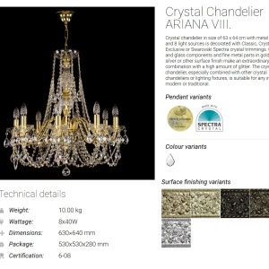 Candelabru Cristal Bohemia Exclusive 8 brate ARIANA VIII. 53588 universul-luminii.ro