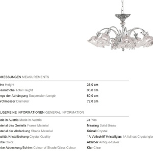 Candelabru cristal design lux LA BOHEME D-72cm 8L antique silver 239538 universul-luminii.ro