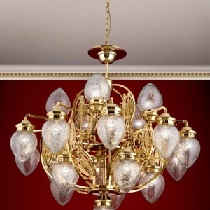 Candelabru cu 21 brate, elegant design LUX Budapest, auriu LU 1440/5+10+5+1 gold/411 klar-Schliff OR 183628 universul-luminii.ro