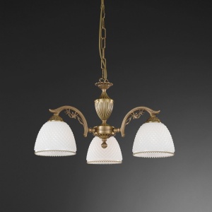 Candelabru cu 3 brate clasic design italian din alama si sticla 8601 RA-L. 8601/3 101688 universul-luminii.ro