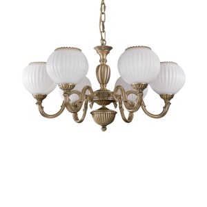 Candelabru cu 6 brate clasic design italian din alama, sticla 9250 RA-L. 9250/6 74068 universul-luminii.ro