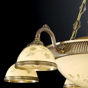 Candelabru cu 6 brate din alama cu sticla decorata design italian 6208 201458 universul-luminii.ro