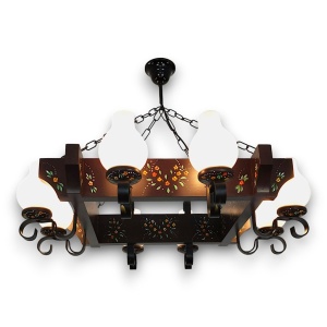 Candelabru fabricat manual din lemn pictat Queen 8L 151168 universul-luminii.ro