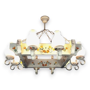 Candelabru fabricat manual din lemn pictat Queen 8L 231678 universul-luminii.ro