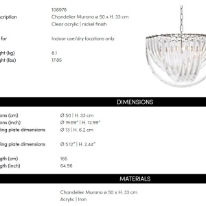 Candelabru LUX fabricat manual, diametru 50cm, Murano 108978 HZ 64238 universul-luminii.ro