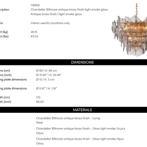 Candelabru LUX, Otel Alama Antic, Sticla Fumurie, Biltmore - Img 8