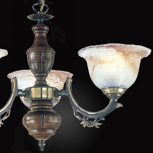 Candelabru rustic cu 3 brate design italian din alama cu lemn 2801 105638 universul-luminii.ro