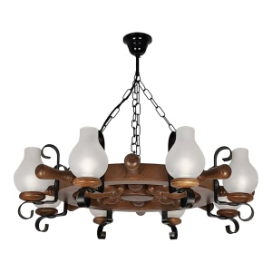 Candelabru rustic fabricat manual din lemn 8 brate Timona WOOD-TI-SP8D50 178088 universul-luminii.ro