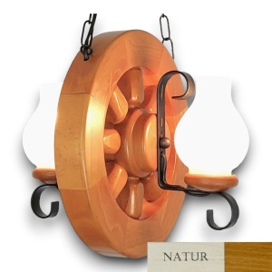Candelabru rustic fabricat manual din lemn diam.30cm, 2 brate Roata WOOD-RO-SP2D30 178018 universul-luminii.ro