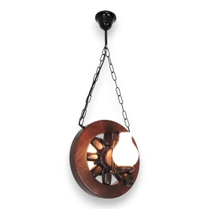 Candelabru rustic fabricat manual din lemn diam.30cm, 2 brate Roata WOOD-RO-SP2D30 577618 universul-luminii.ro