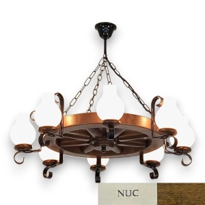 Candelabru rustic fabricat manual din lemn diam.50cm, 8 brate Roata WOOD-RO-SP8D50 577648 universul-luminii.ro