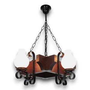 Candelabru rustic fabricat manual din lemn dim.50x50cm, 4 brate Queen WOOD-QU-SP4