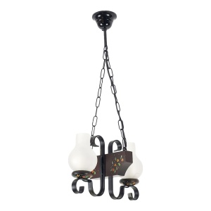 Candelabru rustic fabricat manual din lemn pictat 2 brate Vela 151148 universul-luminii.ro