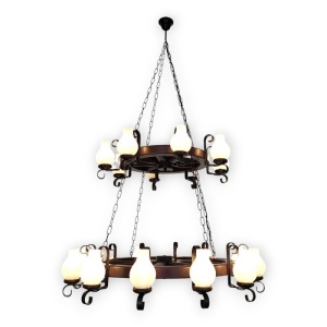 Candelabru rustic fabricat manual din lemn Roata 20L 231688 universul-luminii.ro