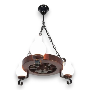 Candelabru rustic fabricat manual din lemn Roata 3L 227138 universul-luminii.ro