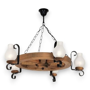 Candelabru rustic fabricat manual din lemn Roata 5L 227148 universul-luminii.ro