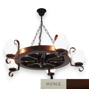 Candelabru rustic fabricat manual din lemn Roata 5L 227158 universul-luminii.ro