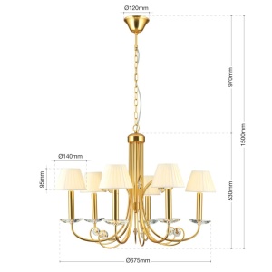 Candelabru stil clasic cu cristal K9 ARIANE 6L auriu 234908 universul-luminii.ro