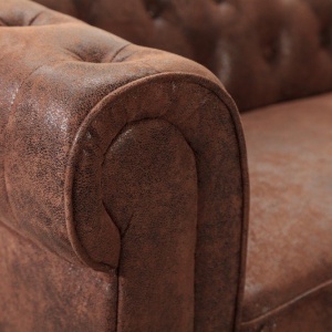Coltar cu sezlong stanga Chesterfield, maro antic - Img 5