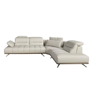 Coltar LUX design italian cu sezlong dreapta Cowhide gri deschis - Img 3