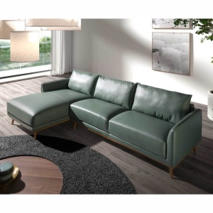 Coltar LUX design italian cu sezlong stanga Cowhide verde