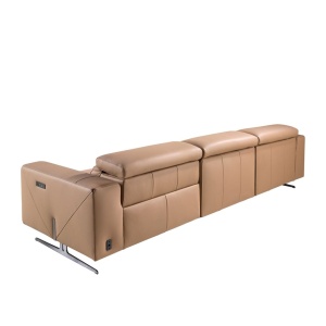 Coltar LUX design italian cu sezlong stanga Piele Naturala, Brown - Img 7