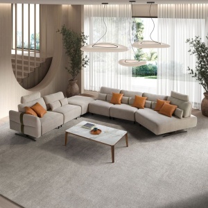 Coltar modular LUX design italian cu sezlong stanga Velvet sand - Img 3