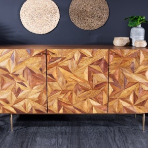 Comoda design industrial Stone Finish 150cm Sheesham - Img 2