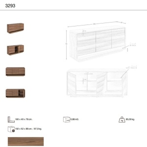 Comoda design LUX cu 3 usi Walnut - Img 10